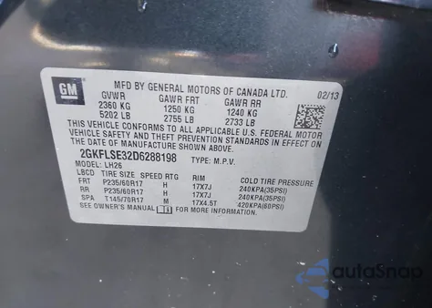 2013 GMC Terrain Sle-2 from USA, damaged, VIN 2GKFLSE32D6288198
